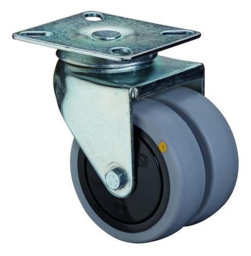 BS-ROLLEN Doppellenkrolle, Traglast 70 kg, Gummi-Bereifung