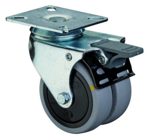 BS-ROLLEN Doppellenkrolle, Traglast 70 kg, Gummi-Bereifung