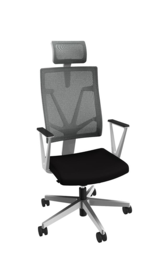 Nowy Styl Bürodrehstuhl 4ME mit Kopfstütze + manueller Gegenkrafteinstellung, Netzrückenlehne, schwarz