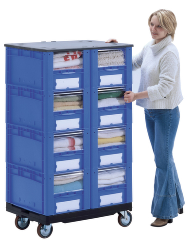 BITO Euronorm-Sichtlagerbehälter mit Eingrifföffnung, blau, HxLxB 170x600x400 mm