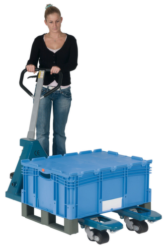 BITO Euronorm-Stapelbehälter mit Doppelboden, blau, Inhalt 121 l, Zweiteiliger Scharnierdeckel