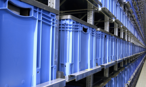 BITO Großvolumiger Euronorm-Stapelbehälter, blau, Inhalt 213 l, Scharnierdeckel