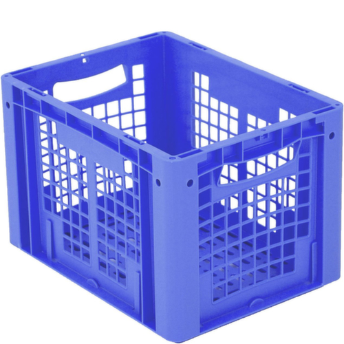 BITO Euronorm-Stapelbehälter mit Doppelrippenboden + Wände + Boden durchbrochen, blau, Inhalt 24 l