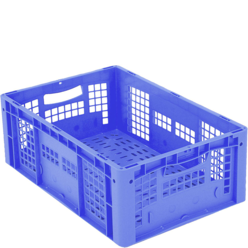 BITO Euronorm-Stapelbehälter mit Doppelrippenboden + Wände + Boden durchbrochen, blau, Inhalt 41 l
