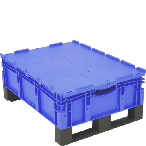 BITO Euronorm-Stapelbehälter mit Doppelboden, blau, Inhalt 79 l, Zweiteiliger Scharnierdeckel