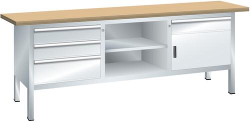 LISTA Werkbank mit Schubladen und Schränken, 4 Schubladen, 1 Schrank, RAL7035 Lichtgrau/RAL7035 Lichtgrau
