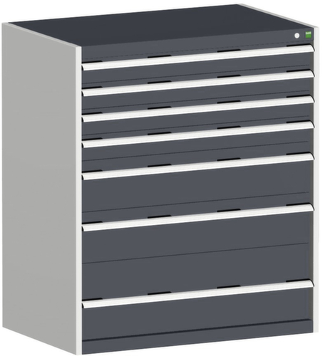 bott Schubladenschrank cubio Grundfläche 1050x650 mm, 7 Schublade(n), RAL7035 Lichtgrau/RAL7016 Anthrazitgrau