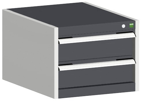 bott Schubladenschrank cubio Grundfläche 525x525 mm, 2 Schublade(n), RAL7035 Lichtgrau/RAL7016 Anthrazitgrau