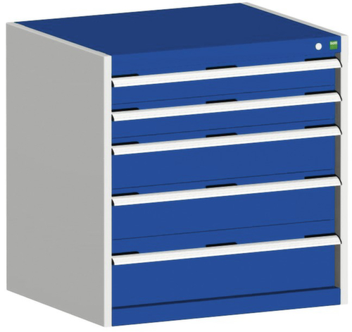 bott Schubladenschrank cubio Grundfläche 800x525 mm, 5 Schublade(n), RAL7035 Lichtgrau/RAL5010 Enzianblau