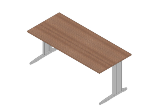 Quadrifoglio Schreibtisch Practika mit C-Fußgestell, Breite x Tiefe 1800 x 800 mm, Platte Nuss Canaletto