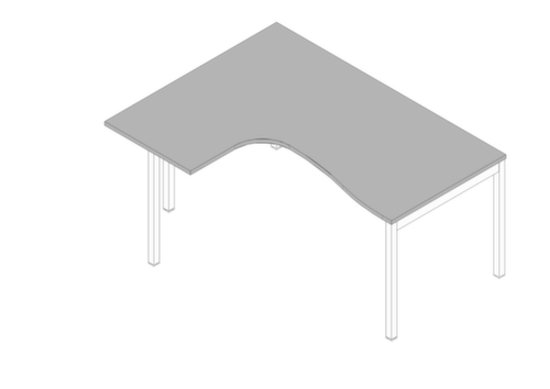 Quadrifoglio Winkel-Schreibtisch Practika, 4-Fußgestell, Breite 1600 mm, grau/weiß