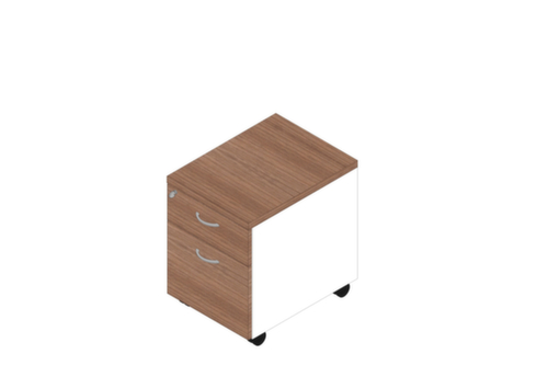 Quadrifoglio Rollcontainer Practika mit HR-Auszug, 1 Schublade(n), weiß/Nuss Canaletto