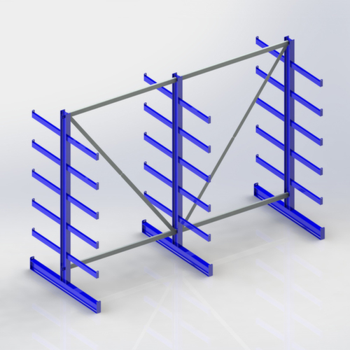 META Universal-Kragarmregal Atlas ST, beidseitig, Höhe 2000 mm, 6 Ebenen