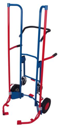 VARIOfit Hohe Reifenkarre mit Stützrädern, RAL5010 Enzianblau, Vollgummi-Bereifung