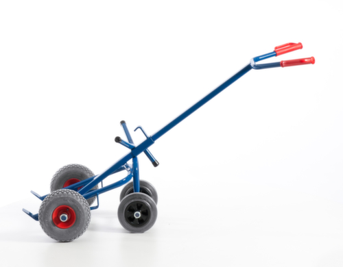 Rollcart Fasskarre mit Stützrädern, Traglast 250 kg, Luft-Bereifung