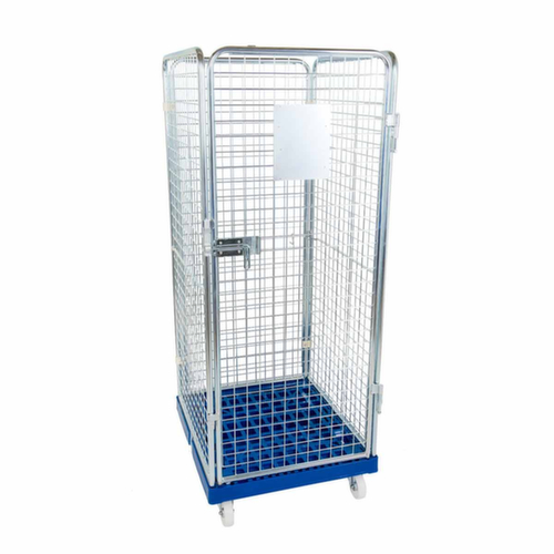 Rollbehälter rolltainer® ADB mit 3 Wänden und Tür, Traglast 500 kg, Länge x Breite 815 x 724 mm