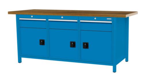 Bedrunka + Hirth Werkbank mit Buche-Massivholzplatte Gestell in vielen Farben, 3 Schubladen, 3 Schränke