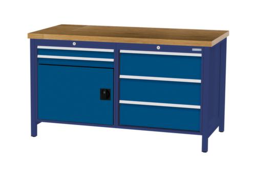 Bedrunka + Hirth Werkbank mit Buche-Massivholzplatte Gestell in vielen Farben, 5 Schubladen, 1 Schrank