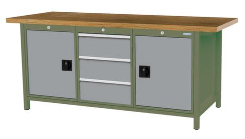 Bedrunka + Hirth Werkbank mit Buche-Massivholzplatte Gestell in vielen Farben, 3 Schubladen, 2 Schränke