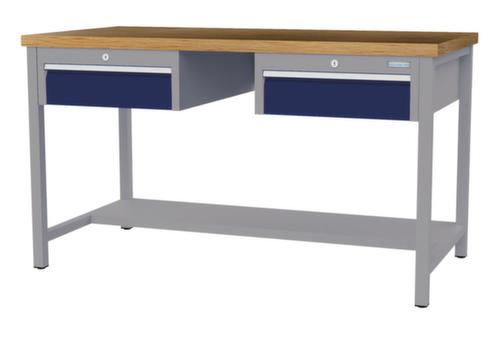 Bedrunka + Hirth Werkbank mit Buche-Massivholzplatte Gestell in vielen Farben, 2 Schubladen, 1/2 Ablageboden