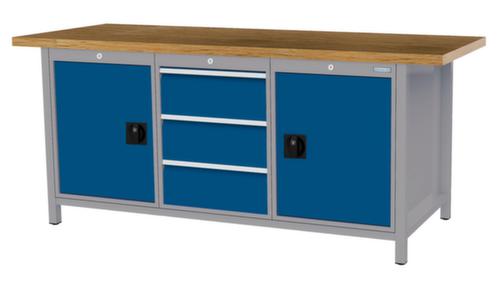 Bedrunka + Hirth Werkbank mit Buche-Massivholzplatte Gestell in vielen Farben, 3 Schubladen, 2 Schränke