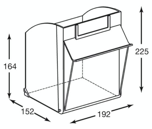 Magazinschrank mit Klappkästen, 48 Kästen, transparent