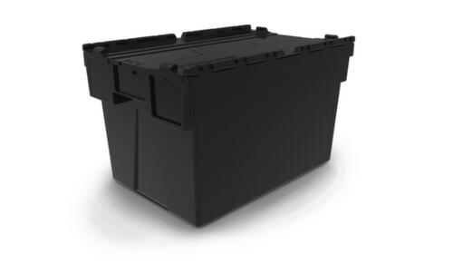 Euronorm-Mehrwegbehälter recycelt + verplombar, Inhalt 63 l, Zweiteiliger Scharnierdeckel