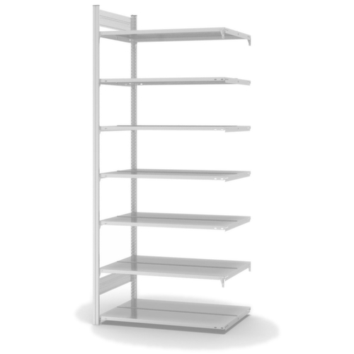 hofe Akten-Steckregal Anbaufeld zur beidseitigen Nutzung, 7 Böden, RAL7035 Lichtgrau