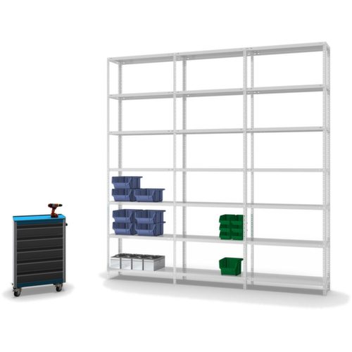 hofe Schraubregal Anbaufeld, 7 Böden, RAL7035 Lichtgrau