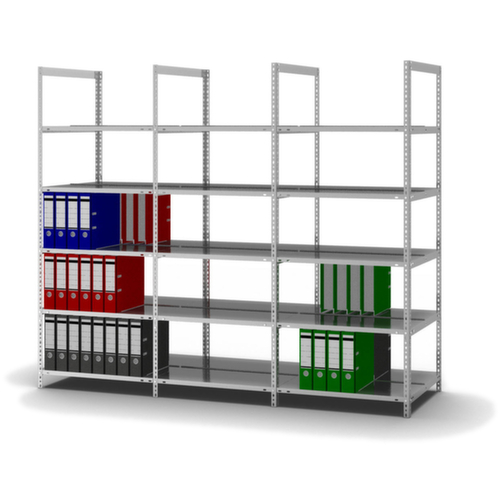 hofe Akten-Schraubregal zur beidseitigen Nutzung, 5 Böden, mit korrosionsschützender Zinkbeschichtung