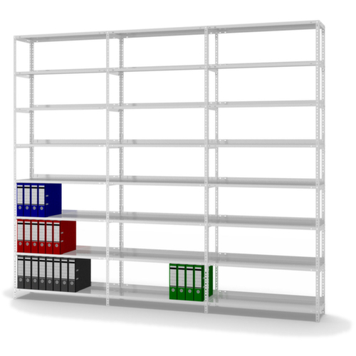 hofe Akten-Schraubregal Anbaufeld, 8 Böden, RAL7035 Lichtgrau