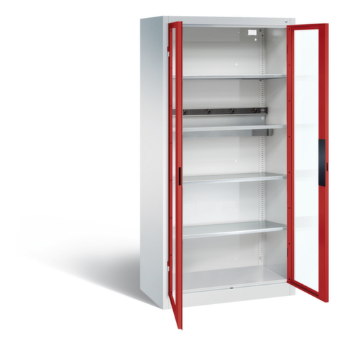 C+P Akkuladeschrank ERGO, RAL7035 Lichtgrau/RAL3000 Feuerrot