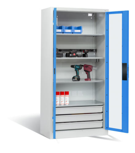 C+P Akkuladeschrank ERGO, RAL7035 Lichtgrau/RAL5012 Lichtblau