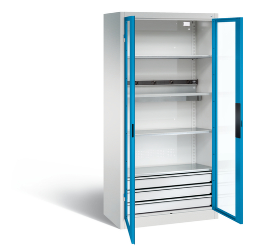 C+P Akkuladeschrank ERGO, RAL7035 Lichtgrau/RAL5012 Lichtblau