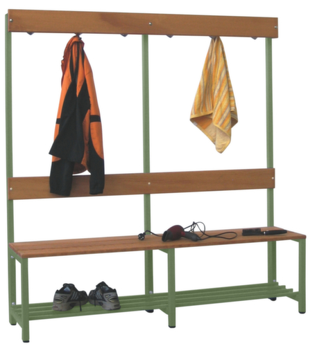 PAVOY Umkleidebank Basis mit Haken und Holzleisten