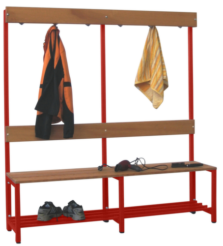 PAVOY Umkleidebank Basis mit Haken und Holzleisten