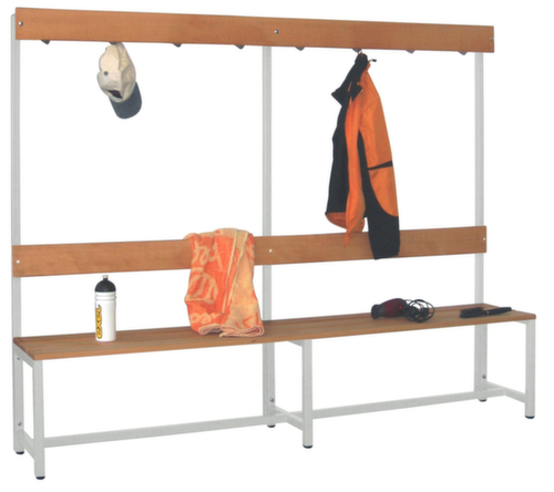 PAVOY Umkleidebank Basis mit Haken und Holzleisten