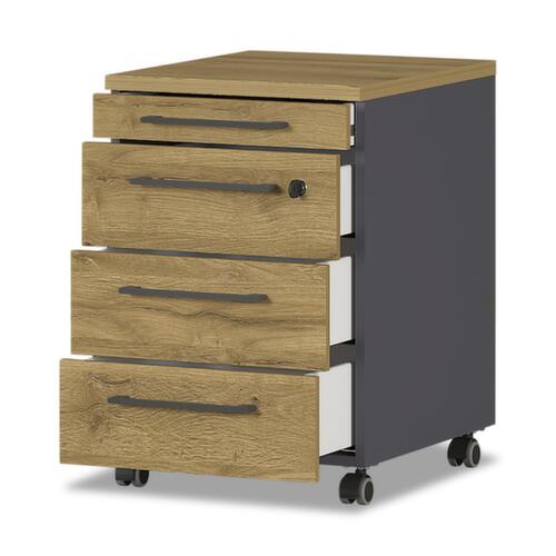 Rollcontainer GW-AGENDA, 4 Schublade(n), graphit/Grandson-Eiche/Grandson-Eiche