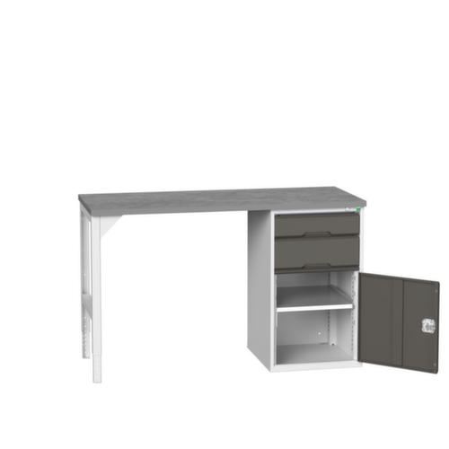 bott Werkbank verso, 2 Schubladen, 1 Schrank, RAL7035 Lichtgrau/RAL7016 Anthrazitgrau