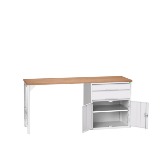 bott Werkbank verso, 2 Schubladen, 1 Schrank, RAL7035 Lichtgrau/RAL7035 Lichtgrau