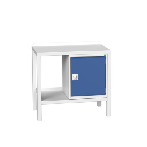 bott Werkbank verso, 1 Schrank, 1 Ablageboden, RAL7035 Lichtgrau/RAL5010 Enzianblau
