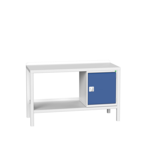 bott Werkbank verso, 1 Schrank, 1 Ablageboden, RAL7035 Lichtgrau/RAL5010 Enzianblau