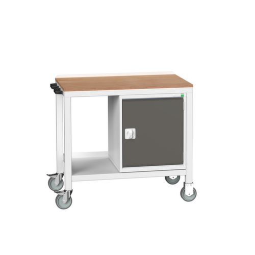 bott Mobile Werkbank verso, 1 Schrank, 1/2 Ablageboden, 1 Schiebebügel, RAL7035 Lichtgrau/RAL7016 Anthrazitgrau