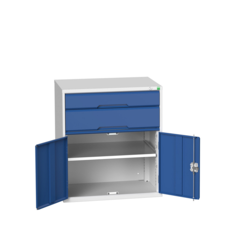 bott Schubladenschrank verso mit Flügeltür, 2 Schublade(n), RAL7035 Lichtgrau/RAL5010 Enzianblau