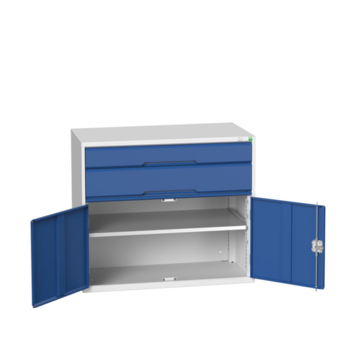 bott Schubladenschrank verso mit Flügeltür, 2 Schublade(n), RAL7035 Lichtgrau/RAL5010 Enzianblau