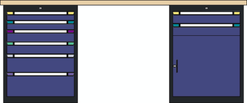 Thurmetall Werkbank, 8 Schubladen, 1 Schrank