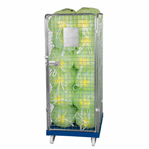Rollbehälter rolltainer® ADB mit 3 Wänden und Tür, Traglast 500 kg, Länge x Breite 815 x 724 mm