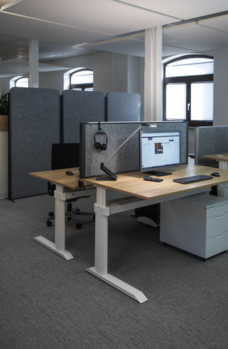 MAUL Tischtrennwand MAULconnecto Uplight, Höhe x Breite 515 x 1600 mm, Wand dunkelgrau