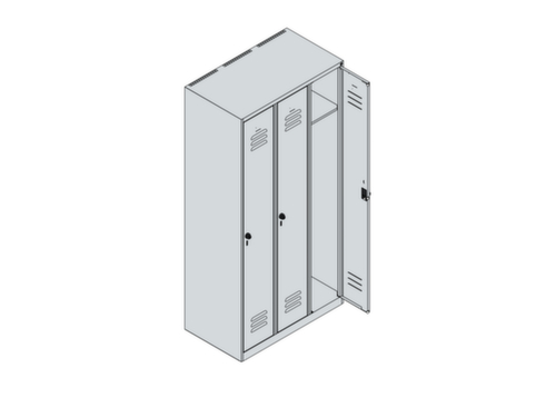 C+P Spind Classic Plus mit 3 Abteilen, Abteilbreite 300 mm