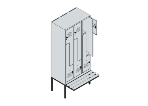 C+P Z-Spind Classic Plus mit untergebauter Sitzbank, Abteilbreite 300 mm